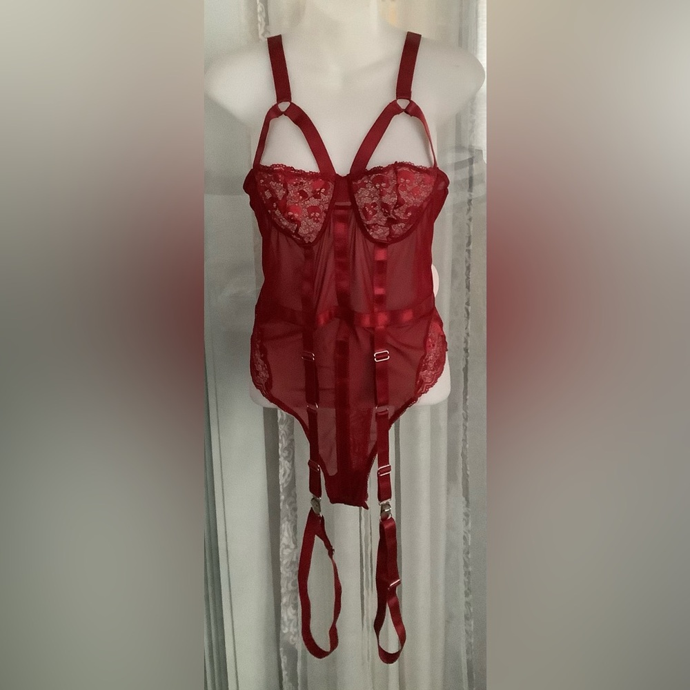 AVIDLOVE Lace Exotic Bodysuit With Garter Belt